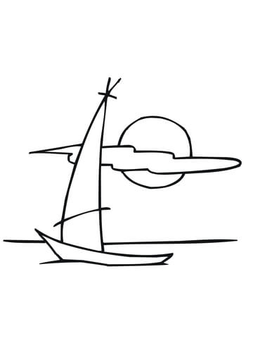 Sailing Dinghy Boat Coloring Page